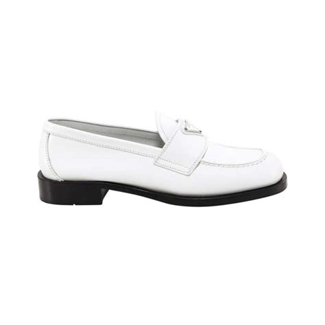 prada white loafers womens|unlined brushed leather loafers prada.